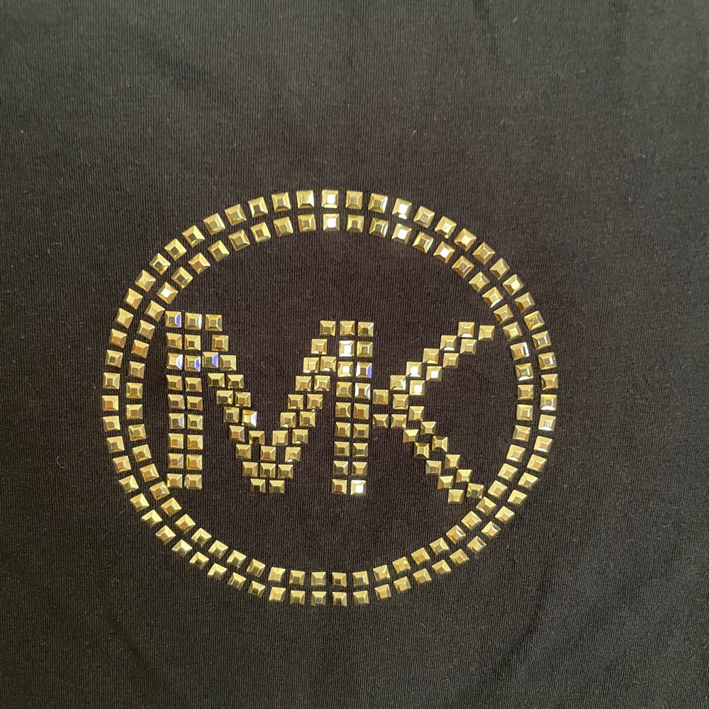 MICHAEL Michael Kors Black Tee with Gold Logo
